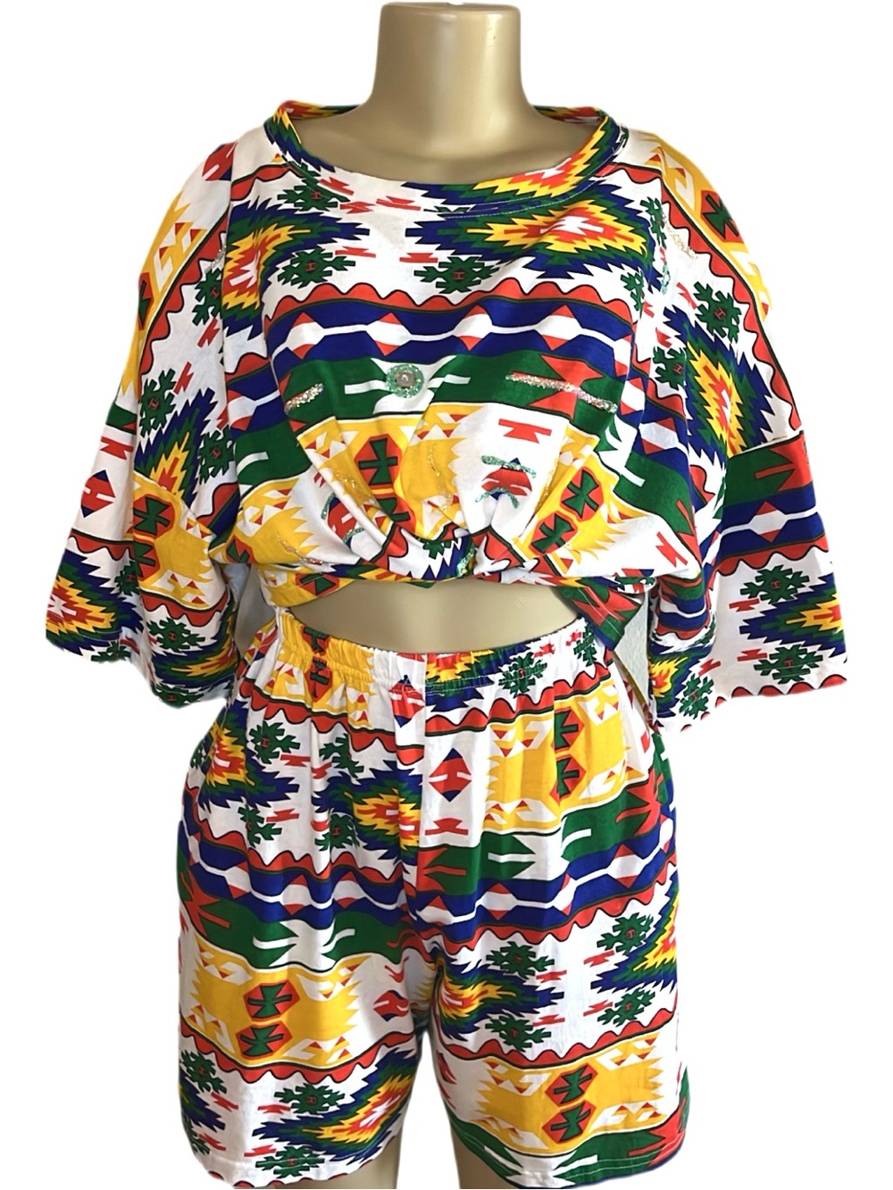 Vintage Merci Tribal Embellished Short Set
